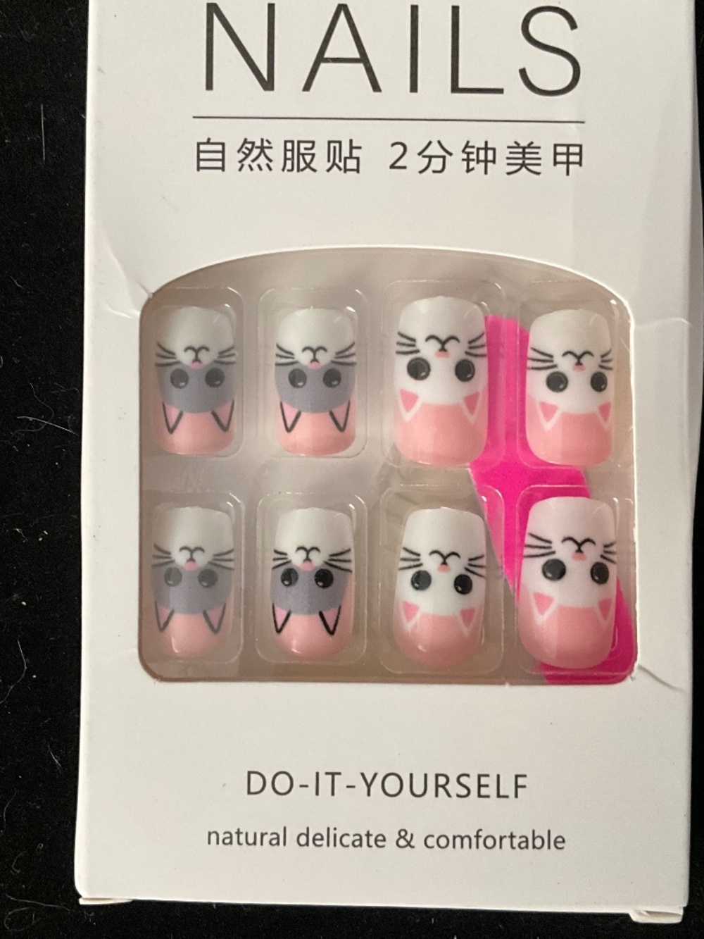 Cute Cat Press On Nails 🐾 Pink Cat Face Nail Set Kawaii Style